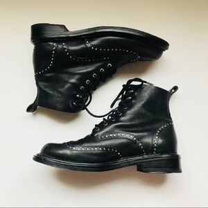 Rag and Bone Black  Combat Flat Boots Sz 37.5 M